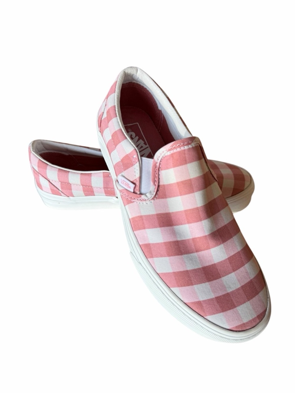 Vans NEW Unisex Pink Plaid Slip On Shoe Size 8.5 or 7 #842A